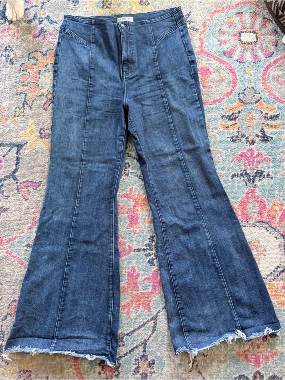 Free People Dark Blue High-Rise Flare Jeans